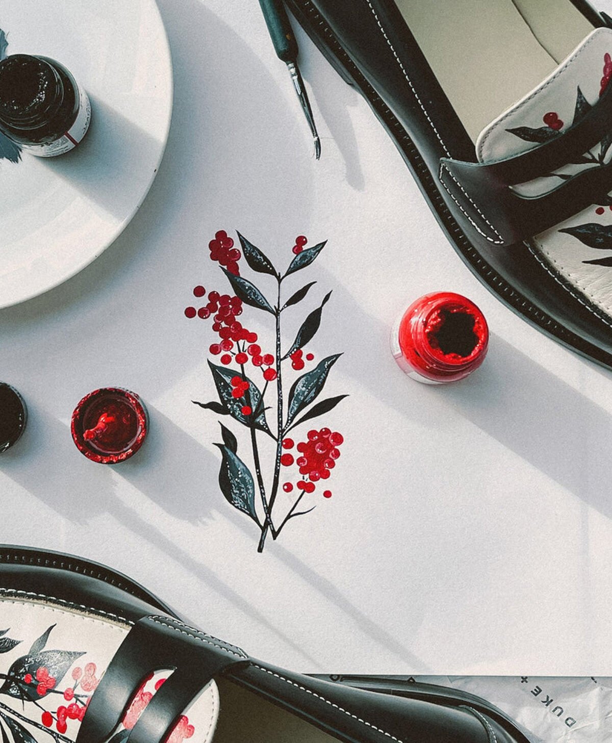 Savannah Hand Painted Berry Penny Loafers