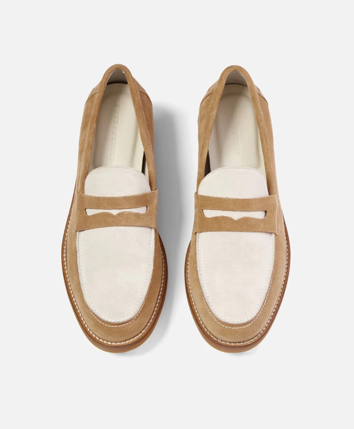 Auburn Beige and White Suede Penny Loafers Auburn Beige and White Suede Penny Loafers