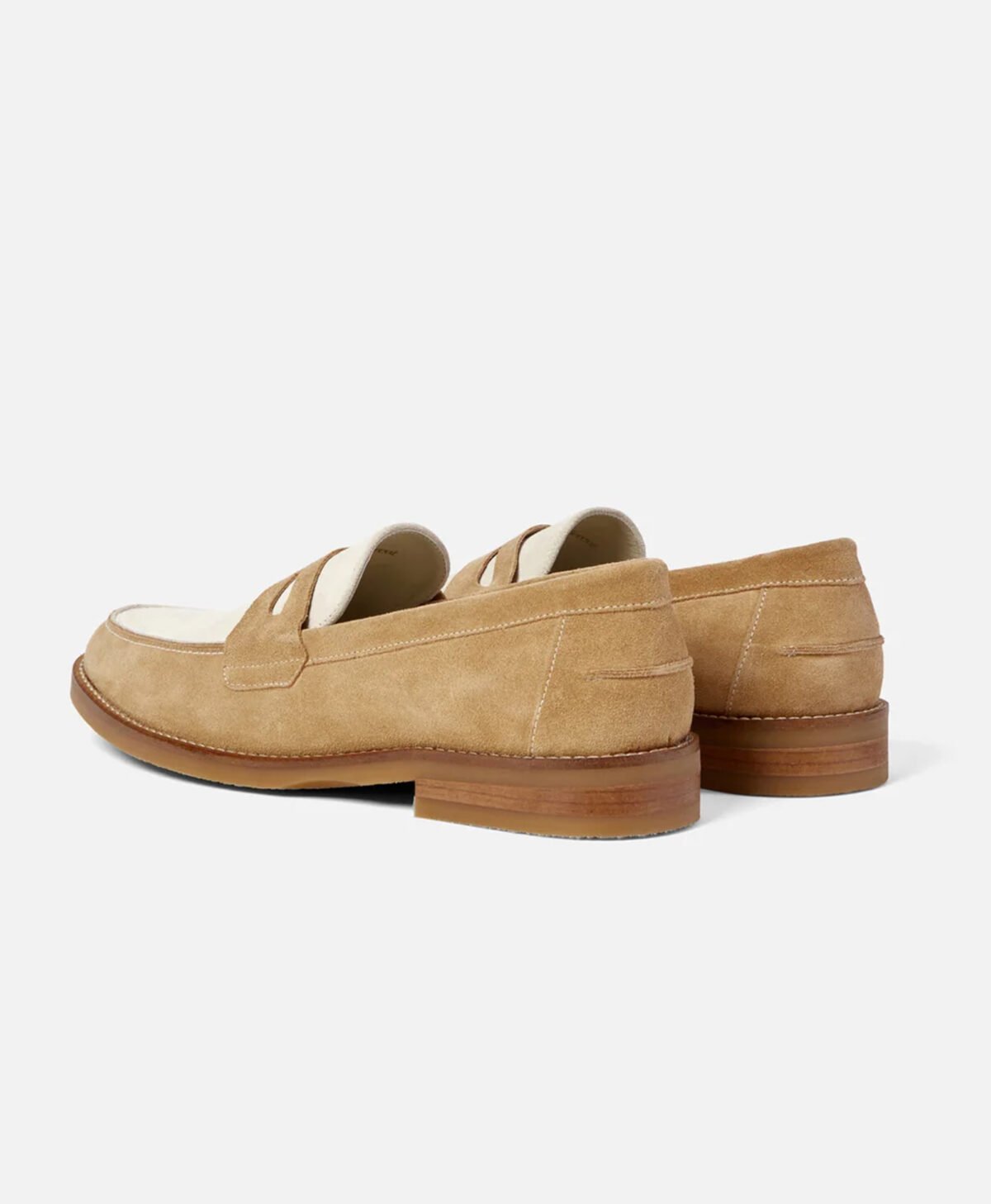 Auburn Beige and White Suede Penny Loafers Auburn Beige and White Suede Penny Loafers
