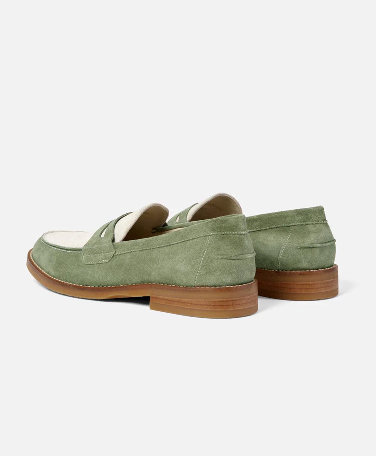 Auburn Green and White Suede Penny Loafers Auburn Green and White Suede Penny Loafers