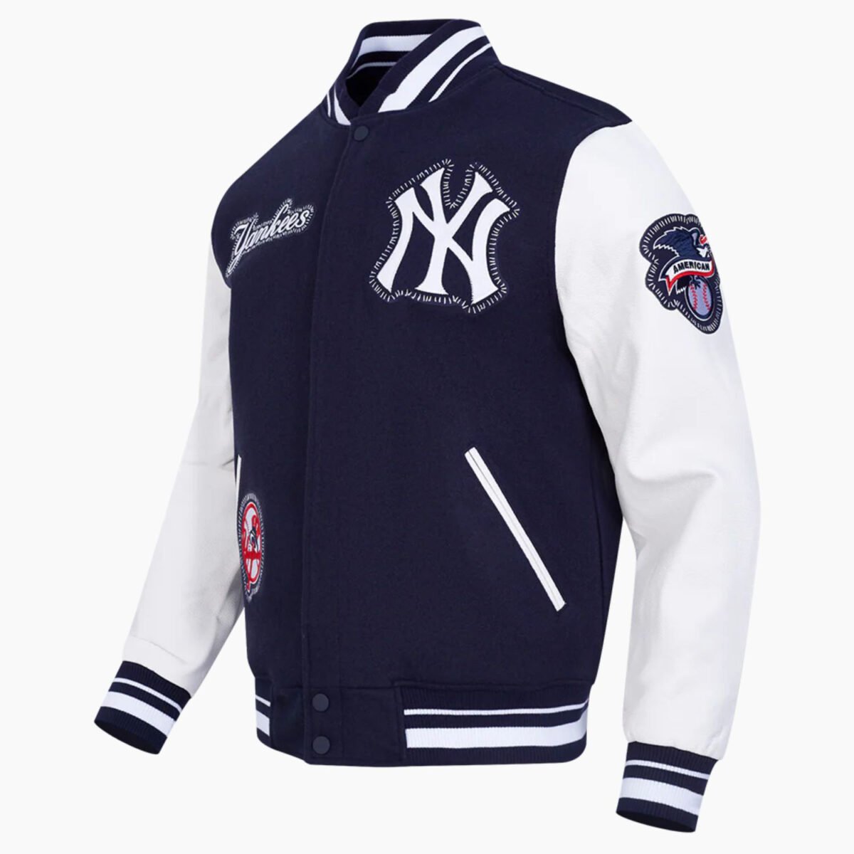MLB New York Yankees DIY Pick Stitch Men's Rib Wool Varsity Jacket MLB New York Yankees DIY Pick Stitch Men's Rib Wool Varsity Jacket