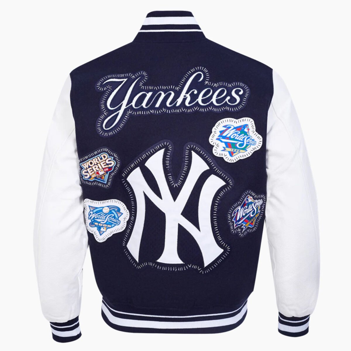MLB New York Yankees DIY Pick Stitch Men's Rib Wool Varsity Jacket MLB New York Yankees DIY Pick Stitch Men's Rib Wool Varsity Jacket