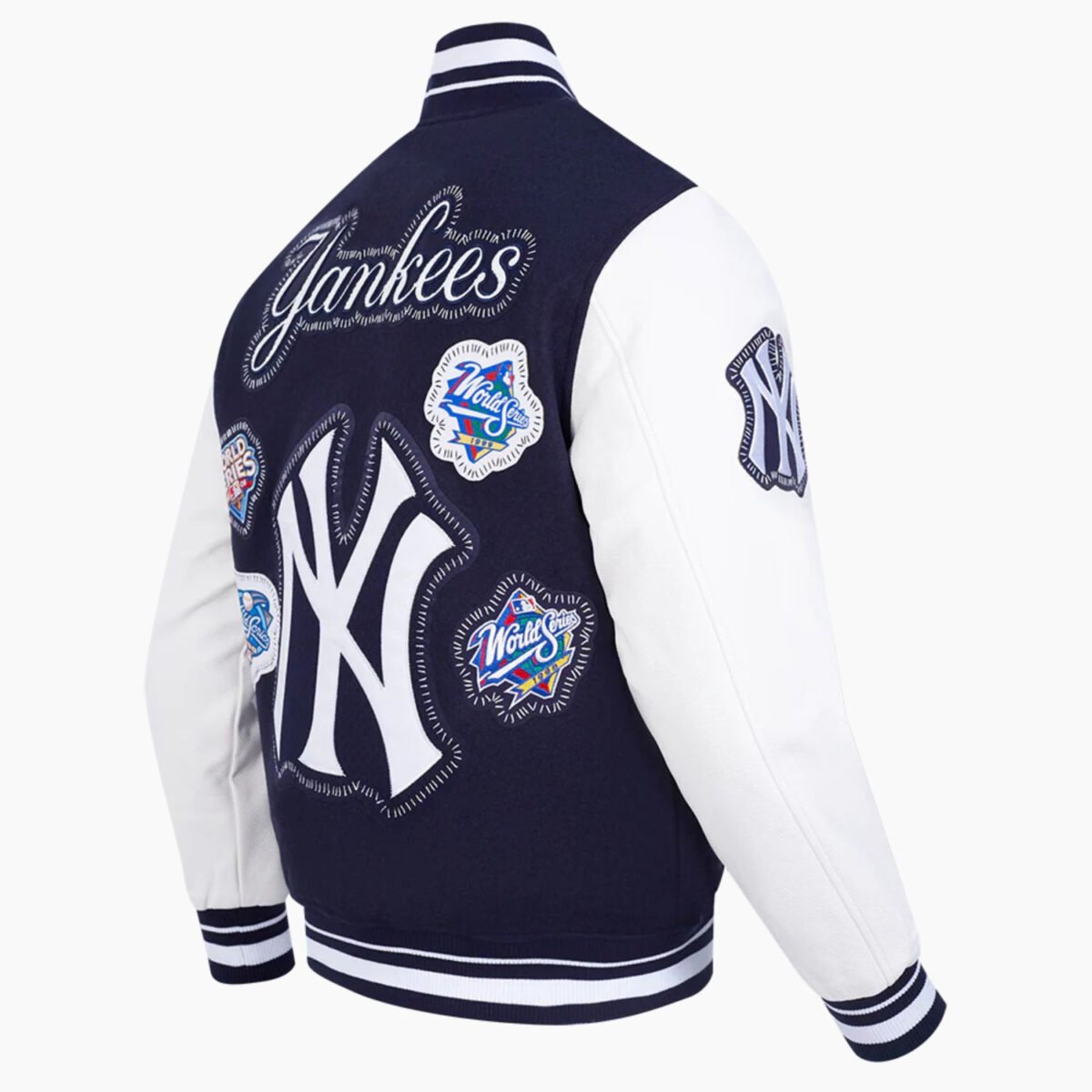 MLB New York Yankees DIY Pick Stitch Men's Rib Wool Varsity Jacket MLB New York Yankees DIY Pick Stitch Men's Rib Wool Varsity Jacket