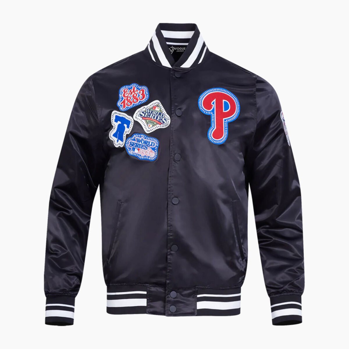 MLB Philadelphia Phillies DIY Pick Stitch Men's Rib Satin Jacket MLB Philadelphia Phillies DIY Pick Stitch Men's Rib Satin Jacket