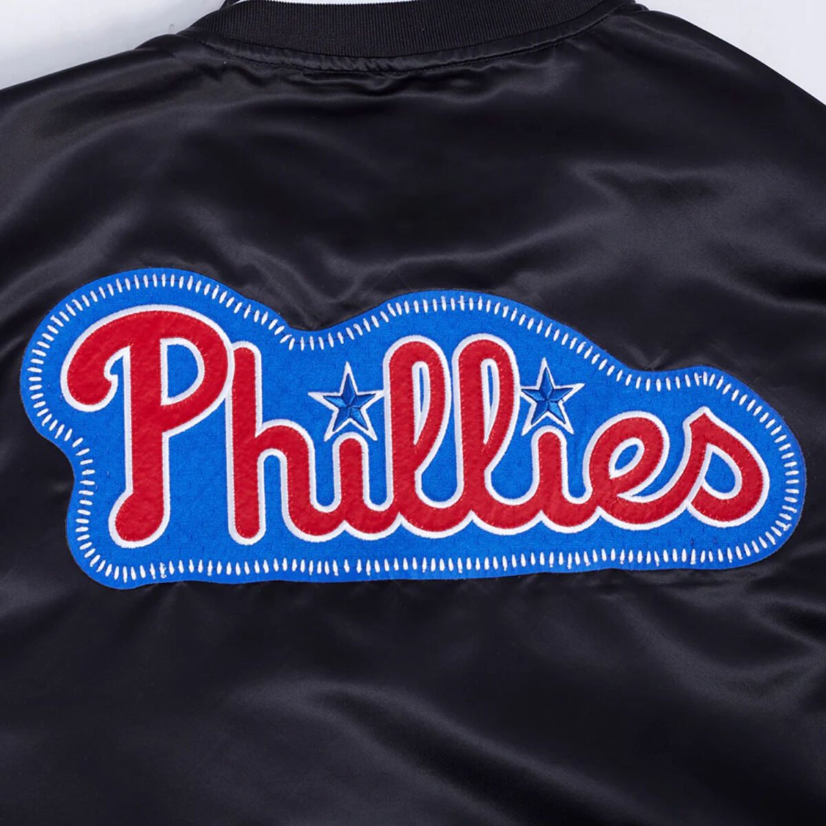 MLB Philadelphia Phillies DIY Pick Stitch Men's Rib Satin Jacket MLB Philadelphia Phillies DIY Pick Stitch Men's Rib Satin Jacket