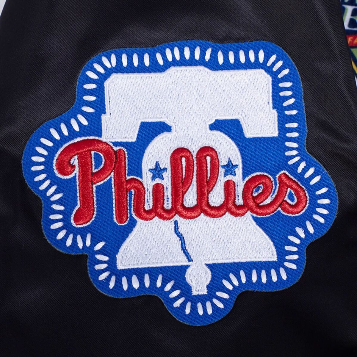 MLB Philadelphia Phillies DIY Pick Stitch Men's Rib Satin Jacket MLB Philadelphia Phillies DIY Pick Stitch Men's Rib Satin Jacket