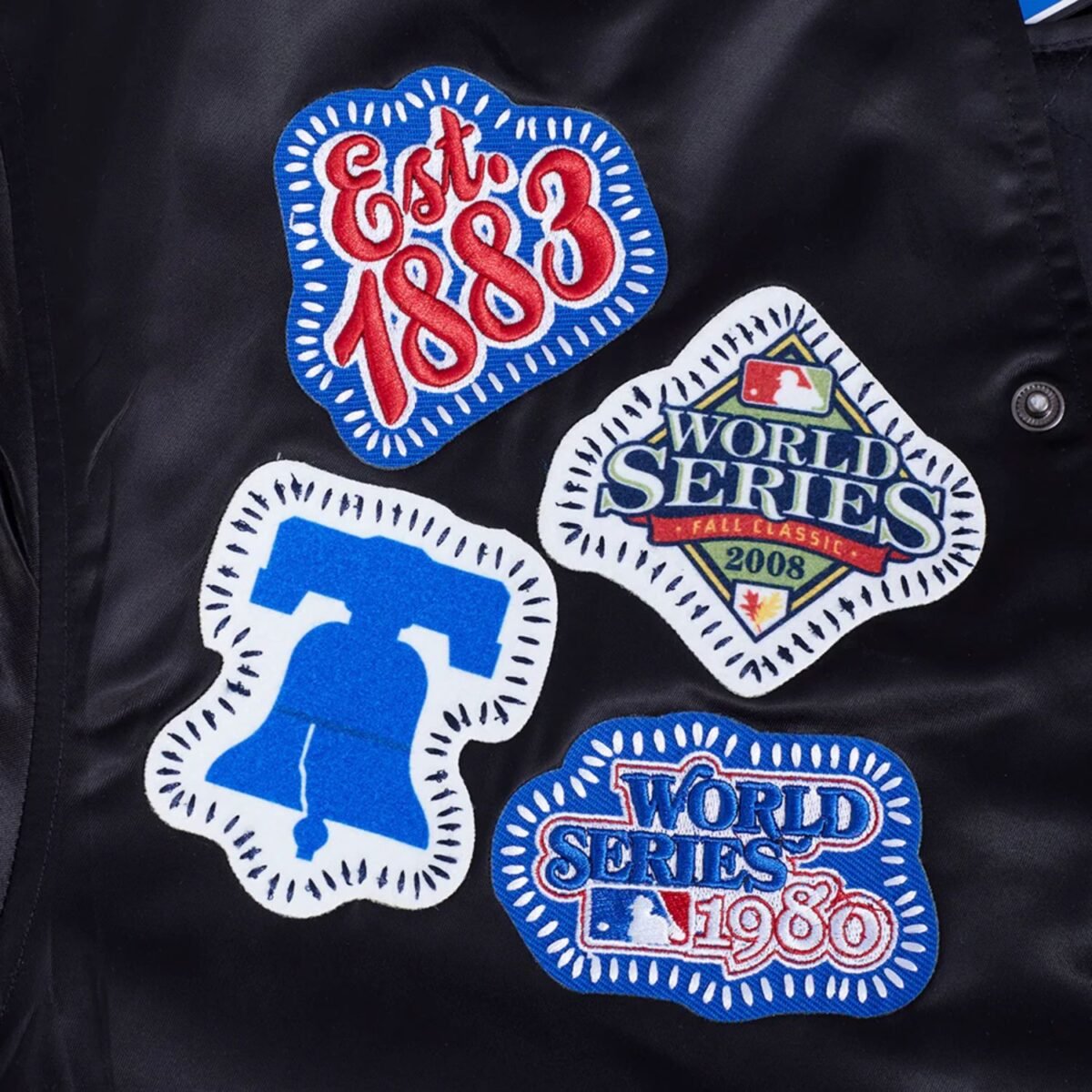 MLB Philadelphia Phillies DIY Pick Stitch Men's Rib Satin Jacket MLB Philadelphia Phillies DIY Pick Stitch Men's Rib Satin Jacket