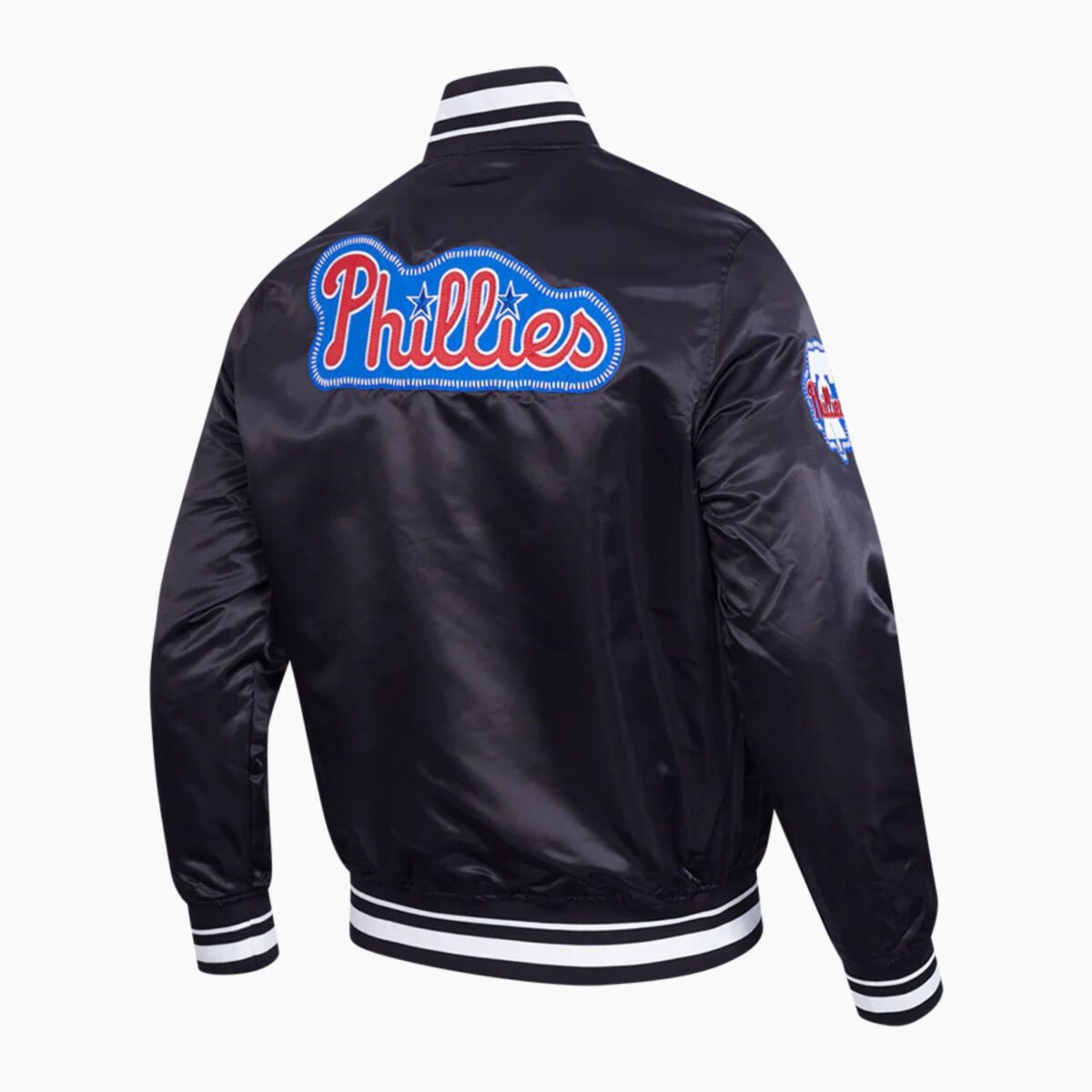MLB Philadelphia Phillies DIY Pick Stitch Men's Rib Satin Jacket MLB Philadelphia Phillies DIY Pick Stitch Men's Rib Satin Jacket