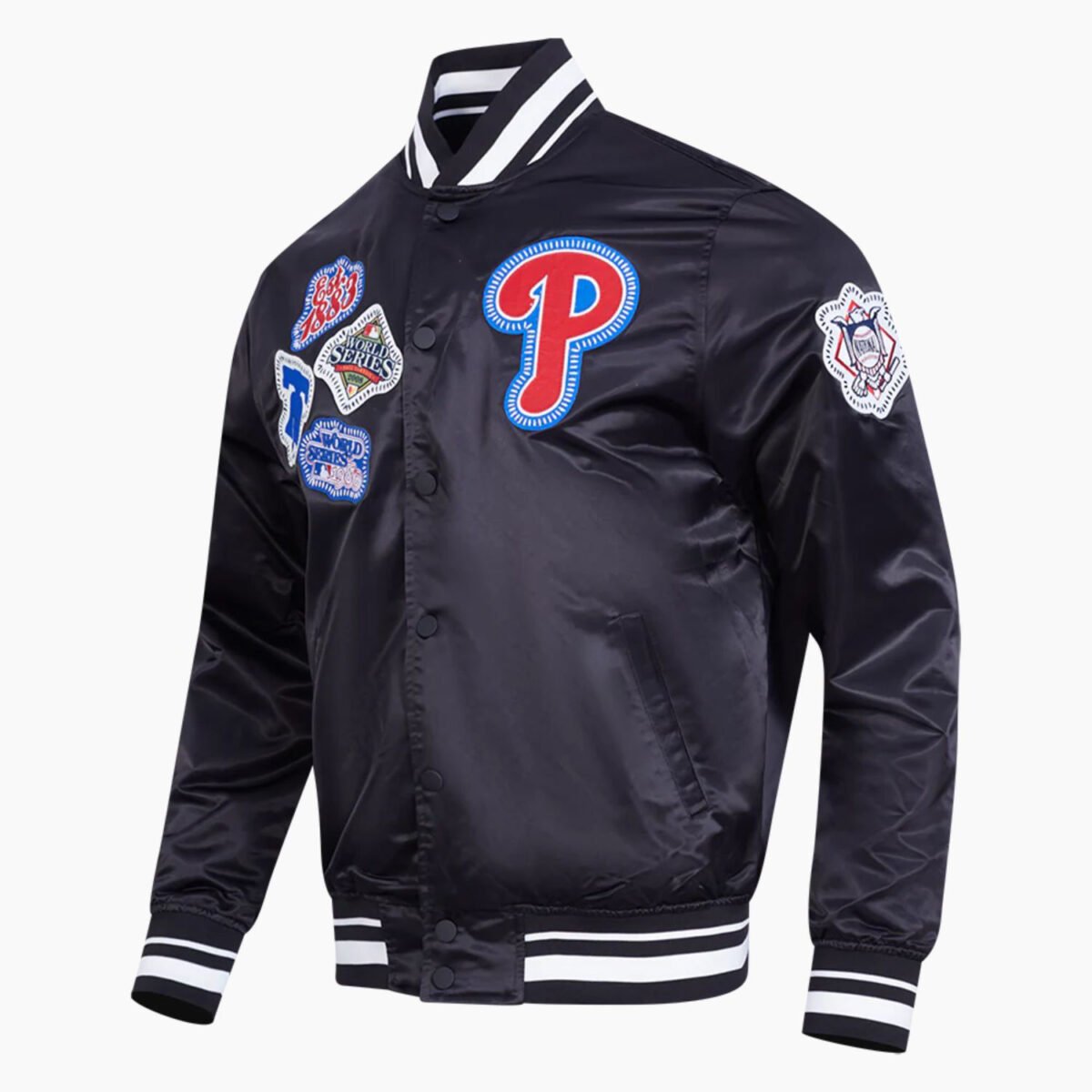 MLB Philadelphia Phillies DIY Pick Stitch Men's Rib Satin Jacket MLB Philadelphia Phillies DIY Pick Stitch Men's Rib Satin Jacket