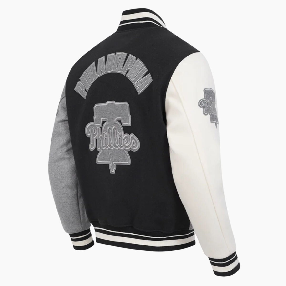 MLB Philadelphia Phillies Reverse French Terry Men's Color Block Wool Varsity Jacket MLB Philadelphia Phillies Reverse French Terry Men's Color Block Wool Varsity Jacket