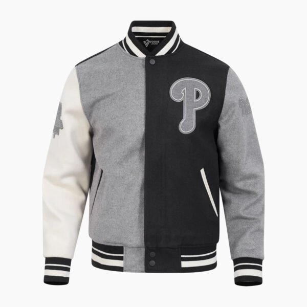 MLB Philadelphia Phillies Reverse French Terry Men's Color Block Wool Varsity Jacket