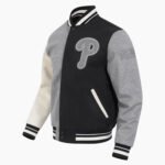 MLB Philadelphia Phillies Reverse French Terry Men's Color Block Wool Varsity Jacket