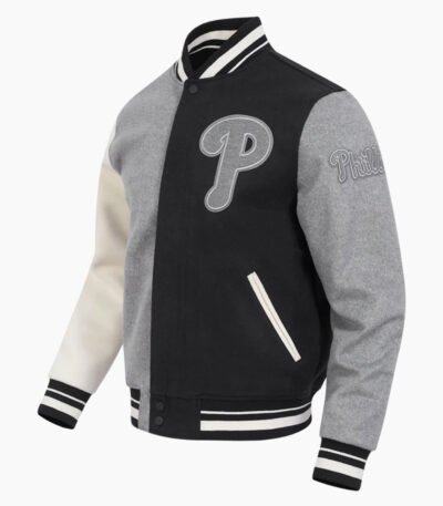 MLB Philadelphia Phillies Reverse French Terry Men's Color Block Wool Varsity Jacket