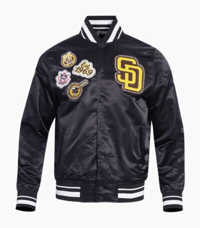 MLB San Diego Padres DIY Pick Stitch Men's Rib Satin Jacket