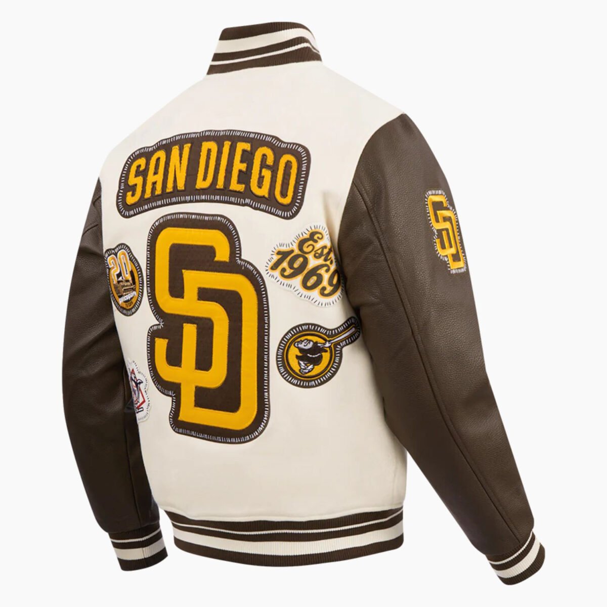 MLB San Diego Padres DIY Pick Stitch Men's Rib Wool Varsity Jacket