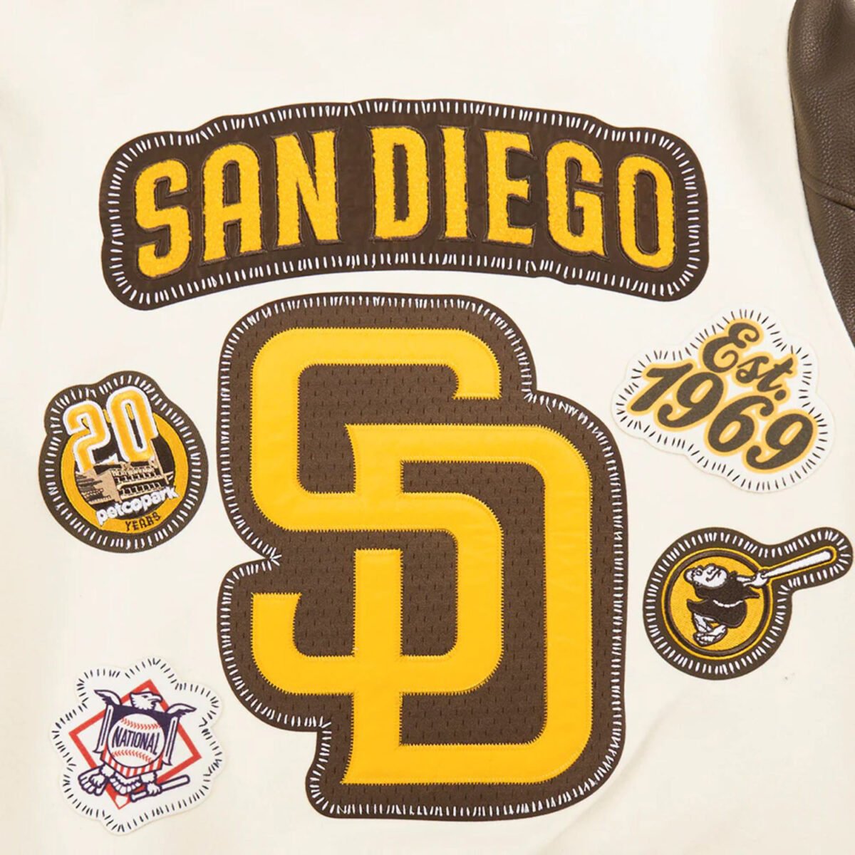 MLB San Diego Padres DIY Pick Stitch Men's Rib Wool Varsity Jacket