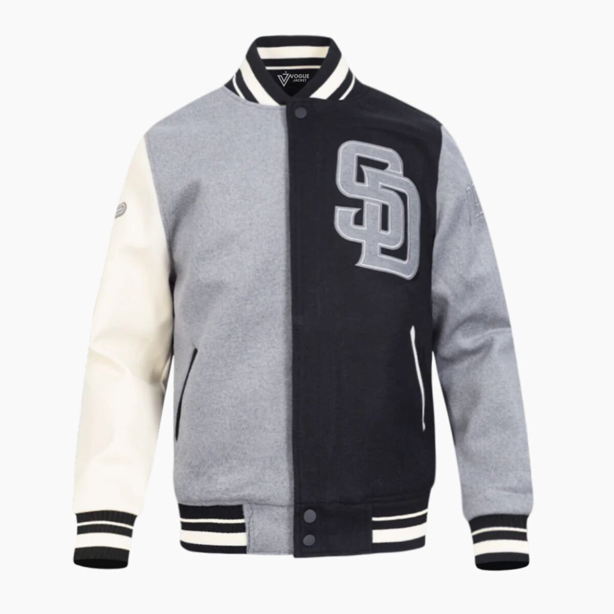MLB San Diego Padres Reverse French Terry Men's Color Block Wool Varsity Jacket MLB San Diego Padres Reverse French Terry Men's Color Block Wool Varsity Jacket