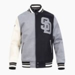 MLB San Diego Padres Reverse French Terry Men's Color Block Wool Varsity Jacket