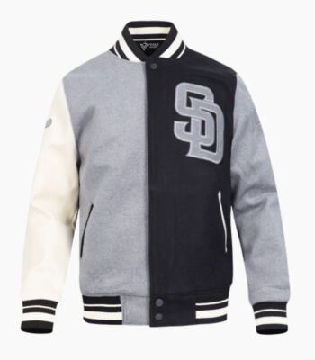 MLB San Diego Padres Reverse French Terry Men's Color Block Wool Varsity Jacket