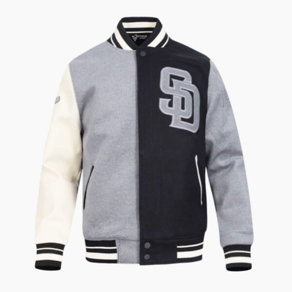MLB San Diego Padres Reverse French Terry Men's Color Block Wool Varsity Jacket