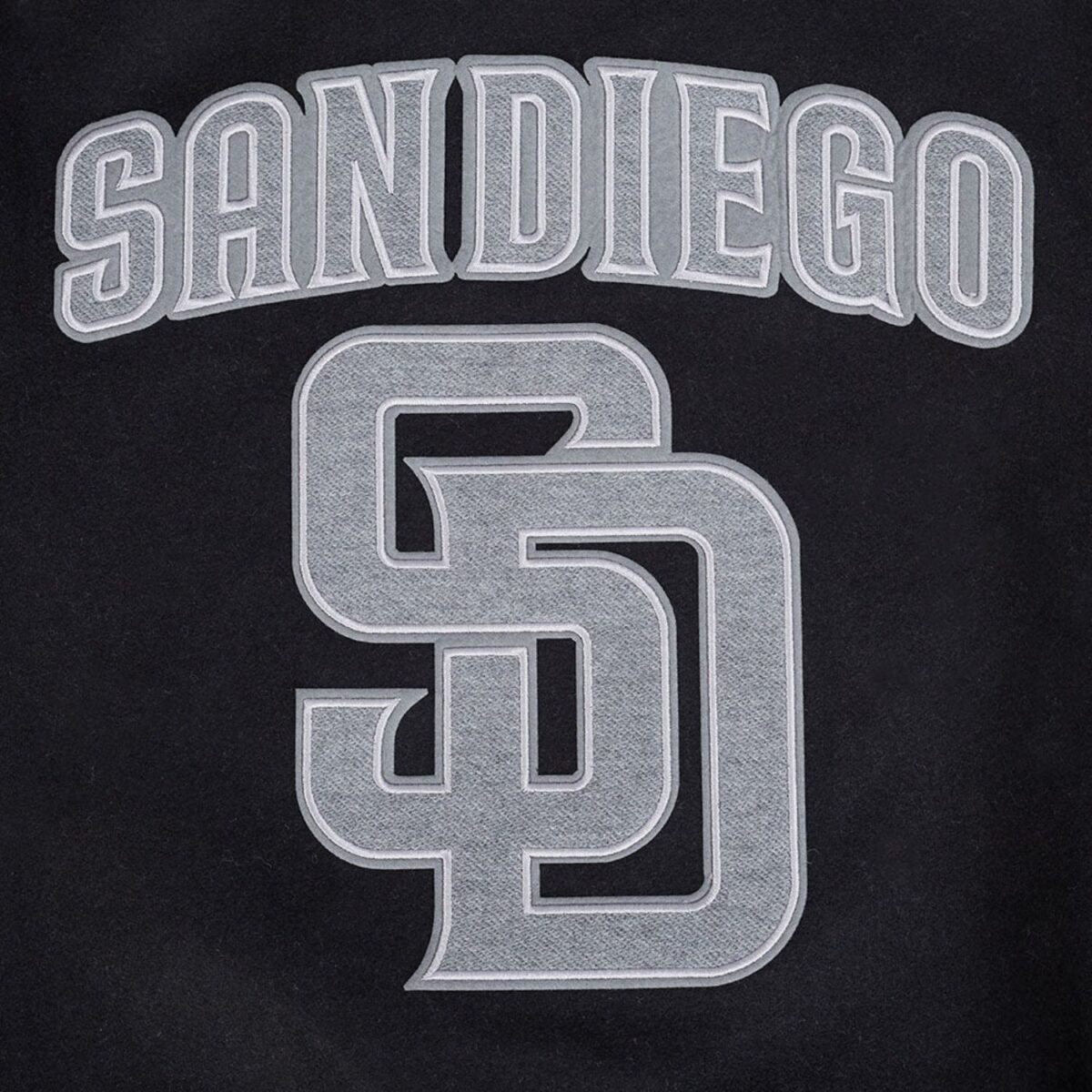 MLB San Diego Padres Reverse French Terry Men's Color Block Wool Varsity Jacket MLB San Diego Padres Reverse French Terry Men's Color Block Wool Varsity Jacket