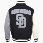 MLB San Diego Padres Reverse French Terry Men's Color Block Wool Varsity Jacket