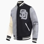MLB San Diego Padres Reverse French Terry Men's Color Block Wool Varsity Jacket