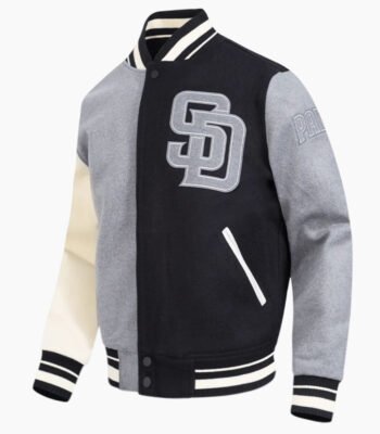 MLB San Diego Padres Reverse French Terry Men's Color Block Wool Varsity Jacket