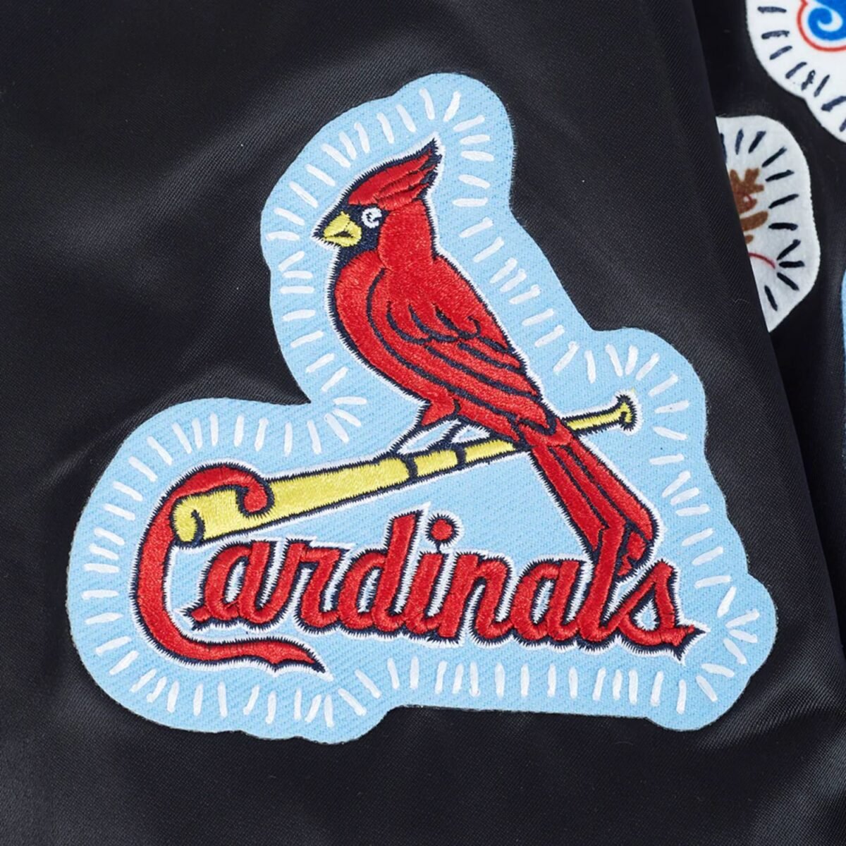 MLB St. Louis Cardinals DIY Pick Stitch Men's Rib Satin Jacket MLB St. Louis Cardinals DIY Pick Stitch Men's Rib Satin Jacket