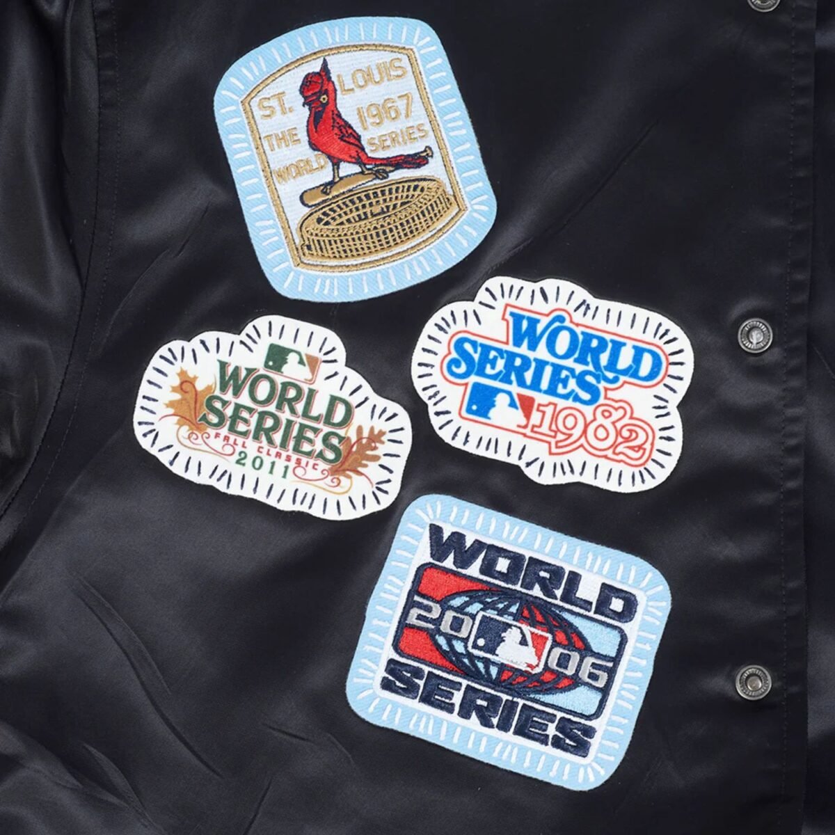 MLB St. Louis Cardinals DIY Pick Stitch Men's Rib Satin Jacket MLB St. Louis Cardinals DIY Pick Stitch Men's Rib Satin Jacket