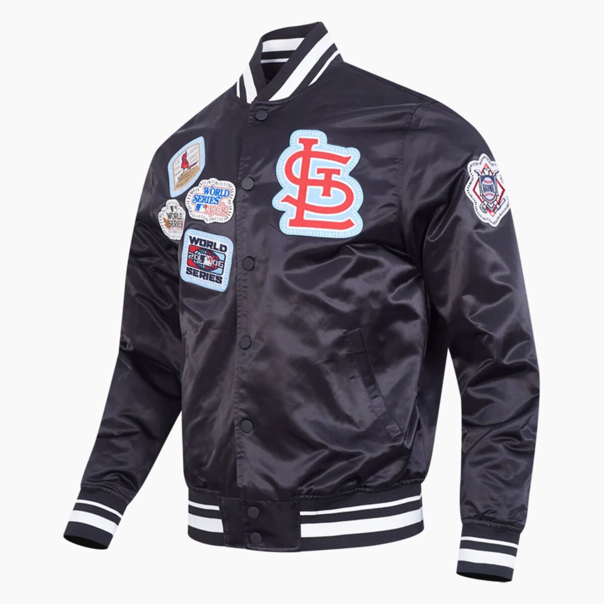 MLB St. Louis Cardinals DIY Pick Stitch Men's Rib Satin Jacket MLB St. Louis Cardinals DIY Pick Stitch Men's Rib Satin Jacket