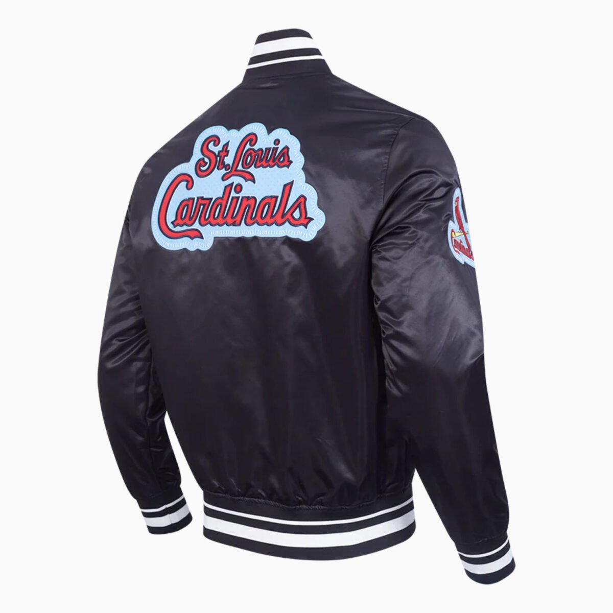 MLB St. Louis Cardinals DIY Pick Stitch Men's Rib Satin Jacket MLB St. Louis Cardinals DIY Pick Stitch Men's Rib Satin Jacket