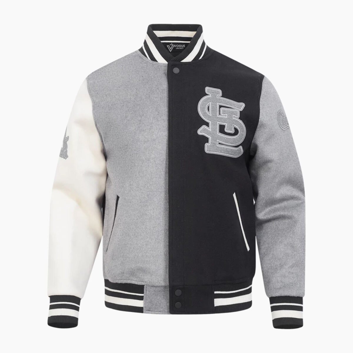 MLB St. Louis Cardinals Reverse French Terry Men's Color Block Wool Varsity Jacket MLB St. Louis Cardinals Reverse French Terry Men's Color Block Wool Varsity Jacket