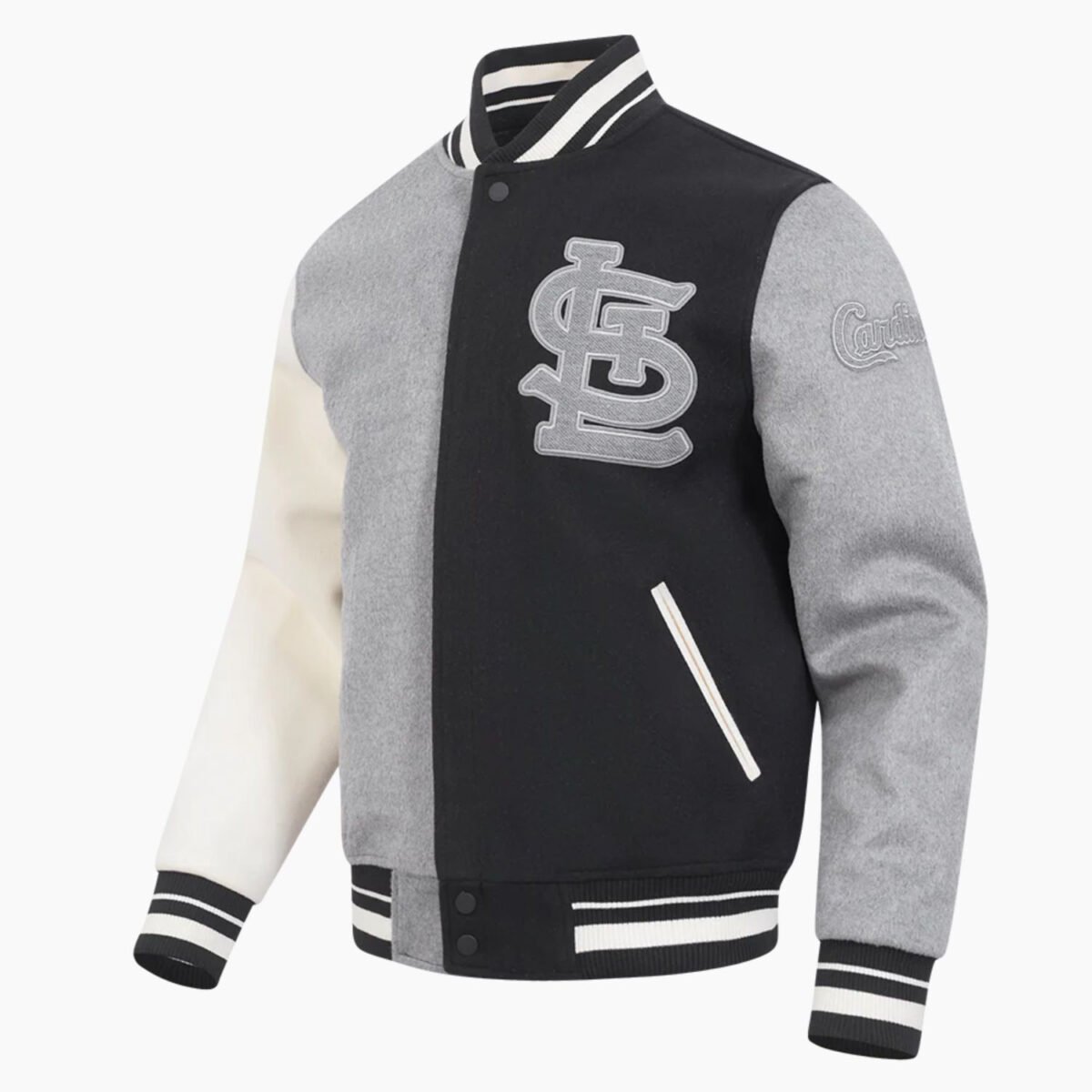 MLB St. Louis Cardinals Reverse French Terry Men's Color Block Wool Varsity Jacket MLB St. Louis Cardinals Reverse French Terry Men's Color Block Wool Varsity Jacket
