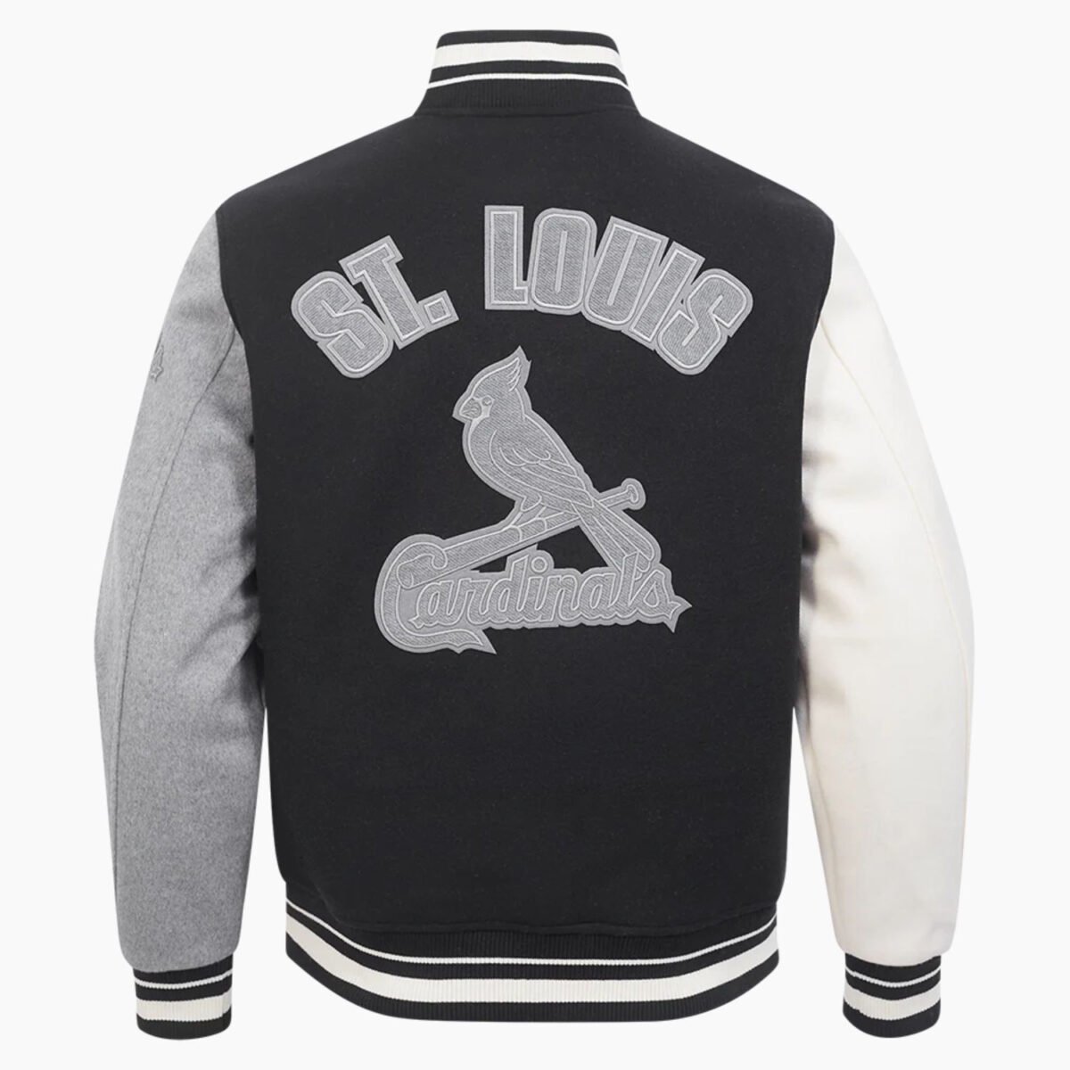 MLB St. Louis Cardinals Reverse French Terry Men's Color Block Wool Varsity Jacket MLB St. Louis Cardinals Reverse French Terry Men's Color Block Wool Varsity Jacket