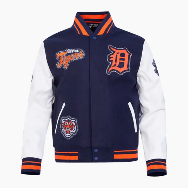 MLB Detroit Tigers DIY Pick Stitch Men's Rib Wool Varsity Jacket