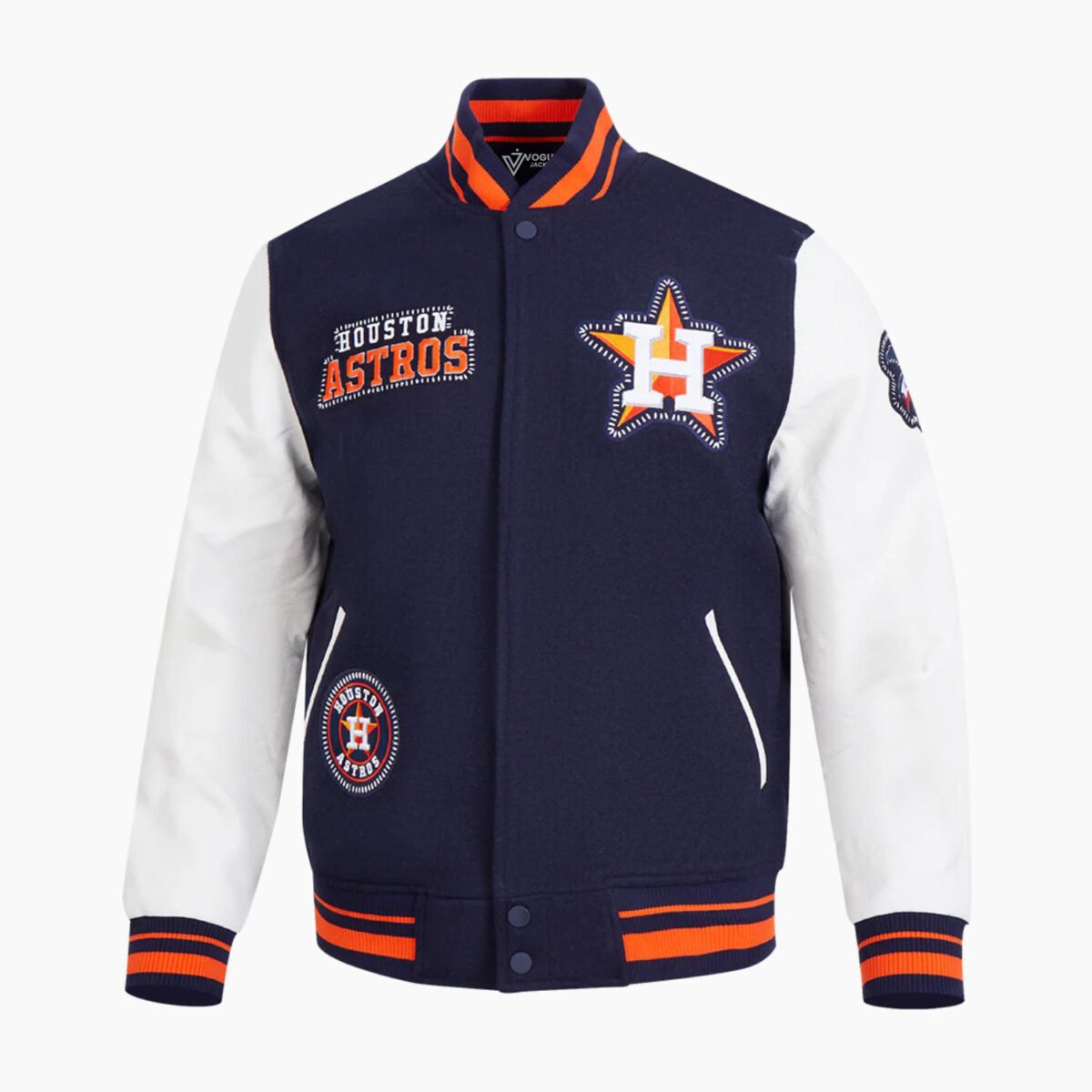MLB Houston Astros DIY Pick Stitch Men's Rib Wool Varsity Jacket MLB Houston Astros DIY Pick Stitch Men's Rib Wool Varsity Jacket
