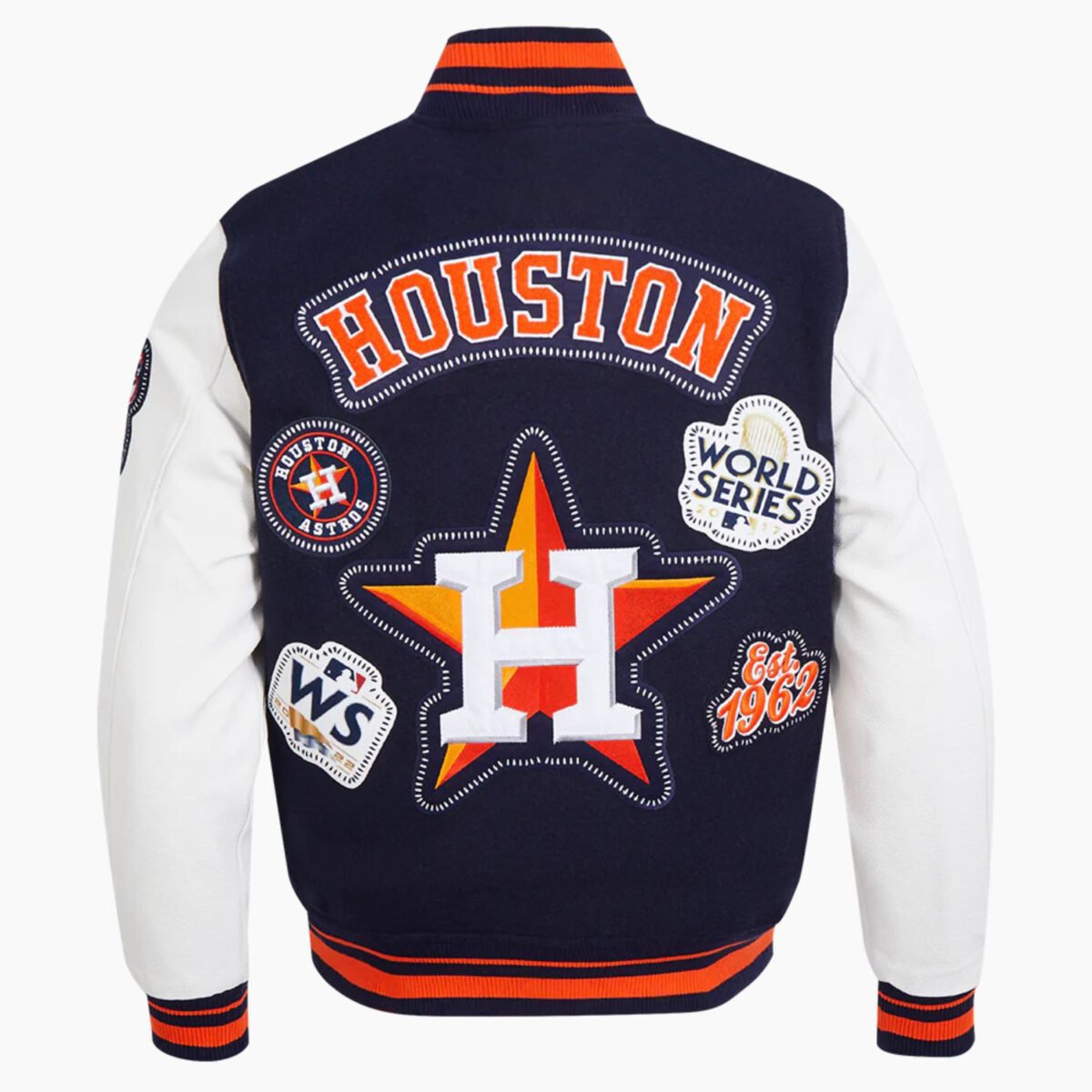 MLB Houston Astros DIY Pick Stitch Men's Rib Wool Varsity Jacket