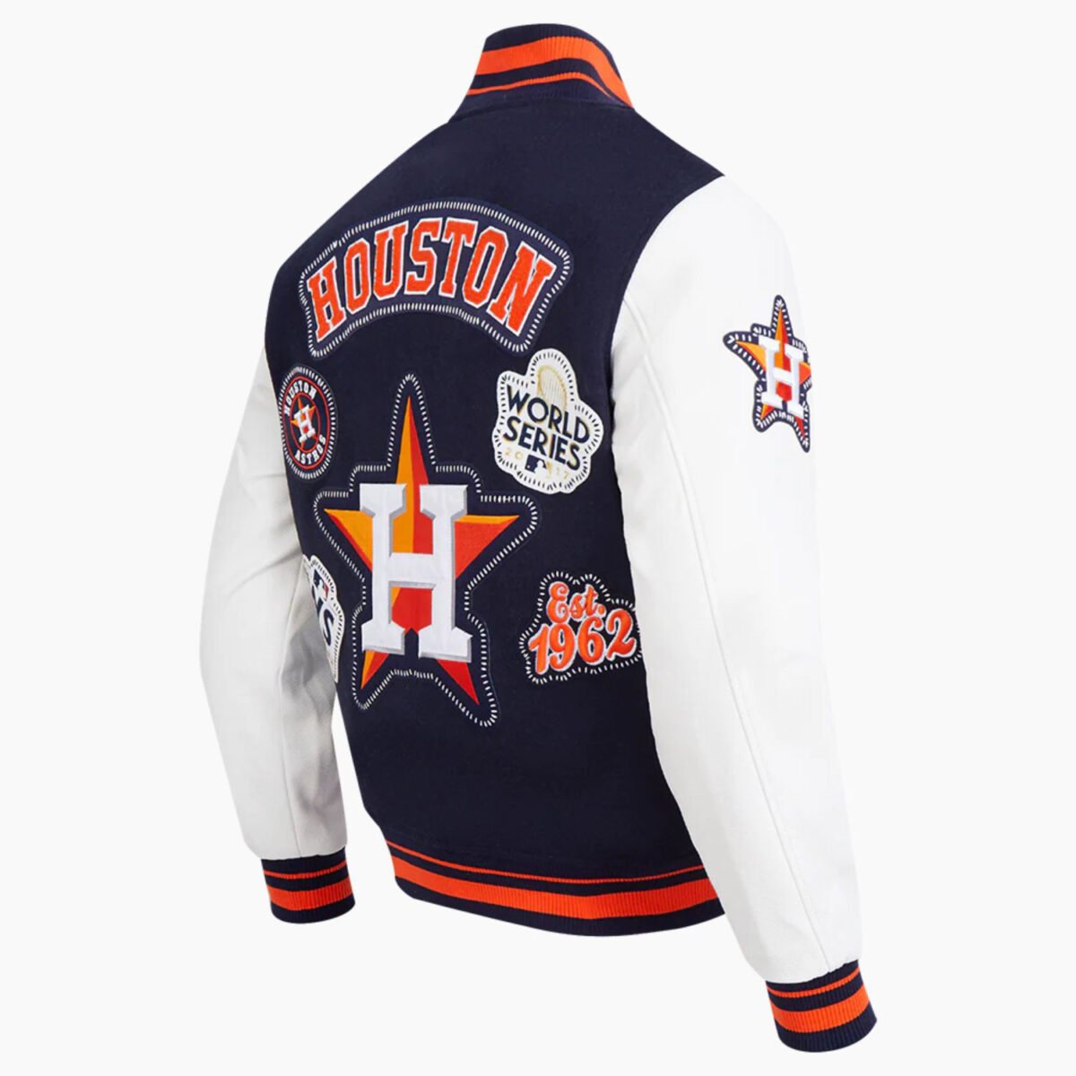 MLB Houston Astros DIY Pick Stitch Men's Rib Wool Varsity Jacket