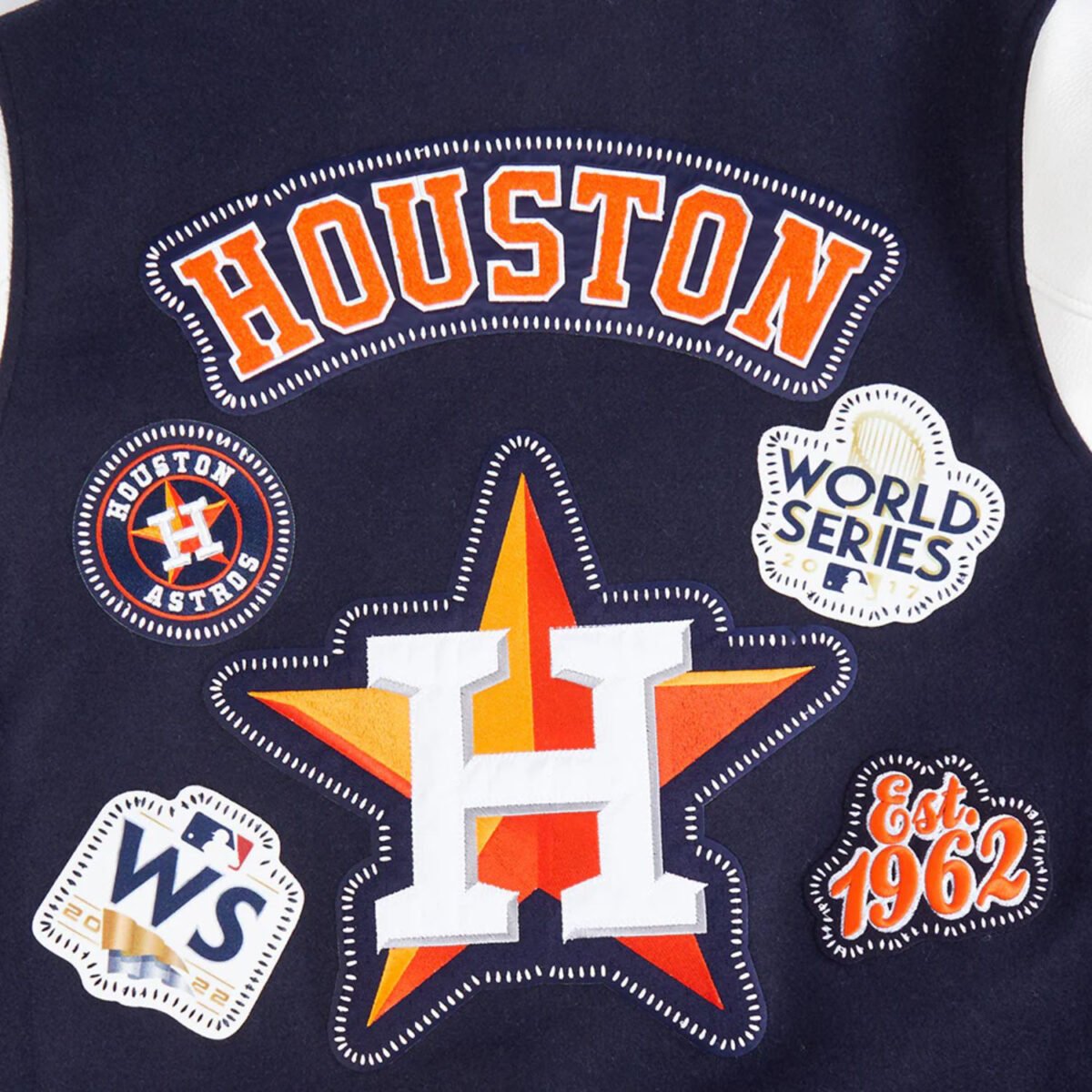 MLB Houston Astros DIY Pick Stitch Men's Rib Wool Varsity Jacket