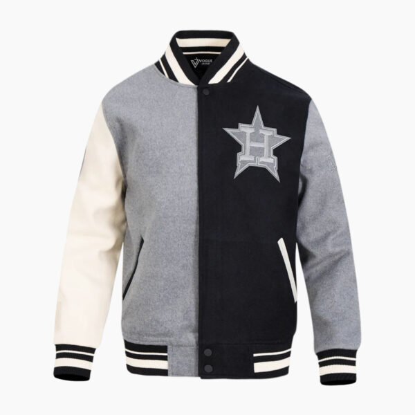MLB Houston Astros Reverse French Terry Men's Color Block Wool Varsity Jacket