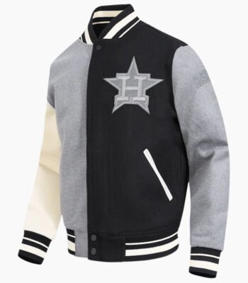 MLB Houston Astros Reverse French Terry Men's Color Block Wool Varsity Jacket