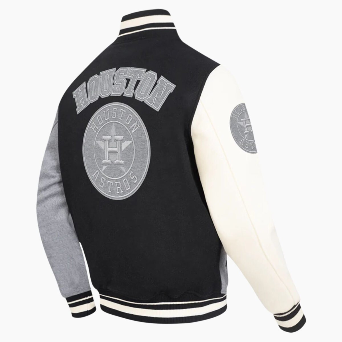 MLB Houston Astros Reverse French Terry Men's Color Block Wool Varsity Jacket