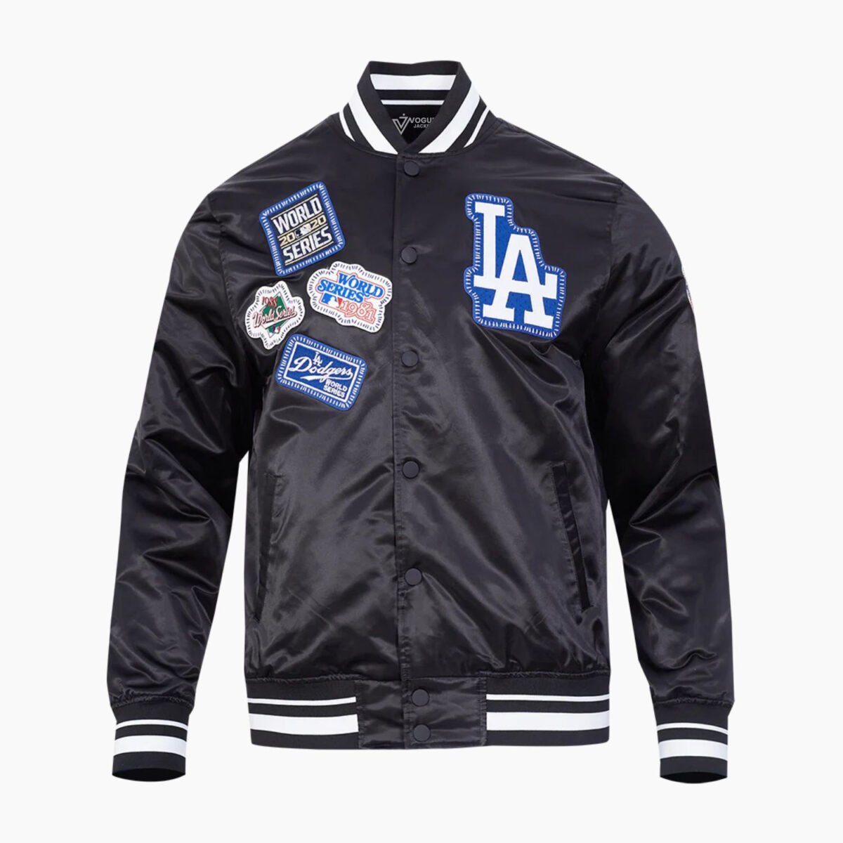MLB Los Angeles Dodgers DIY Pick Stitch Men's Rib Satin Jacket MLB Los Angeles Dodgers DIY Pick Stitch Men's Rib Satin Jacket