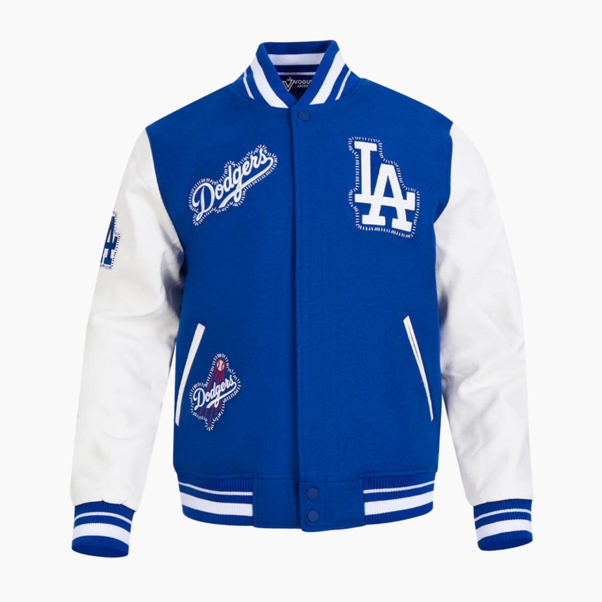 MLB Los Angeles Dodgers DIY Pick Stitch Men's Rib Wool Varsity Jacket MLB Los Angeles Dodgers DIY Pick Stitch Men's Rib Wool Varsity Jacket