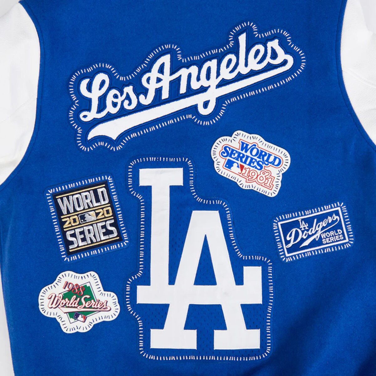 MLB Los Angeles Dodgers DIY Pick Stitch Men's Rib Wool Varsity Jacket
