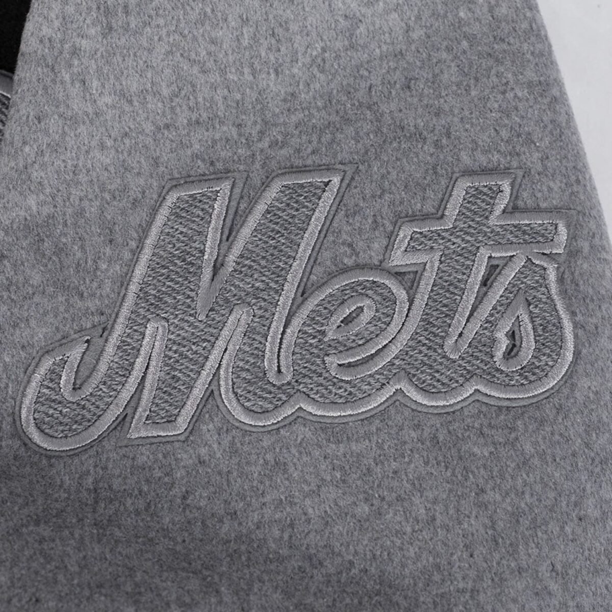 MLB New York Mets Reverse French Terry Men's Color Block Wool Varsity Jacket