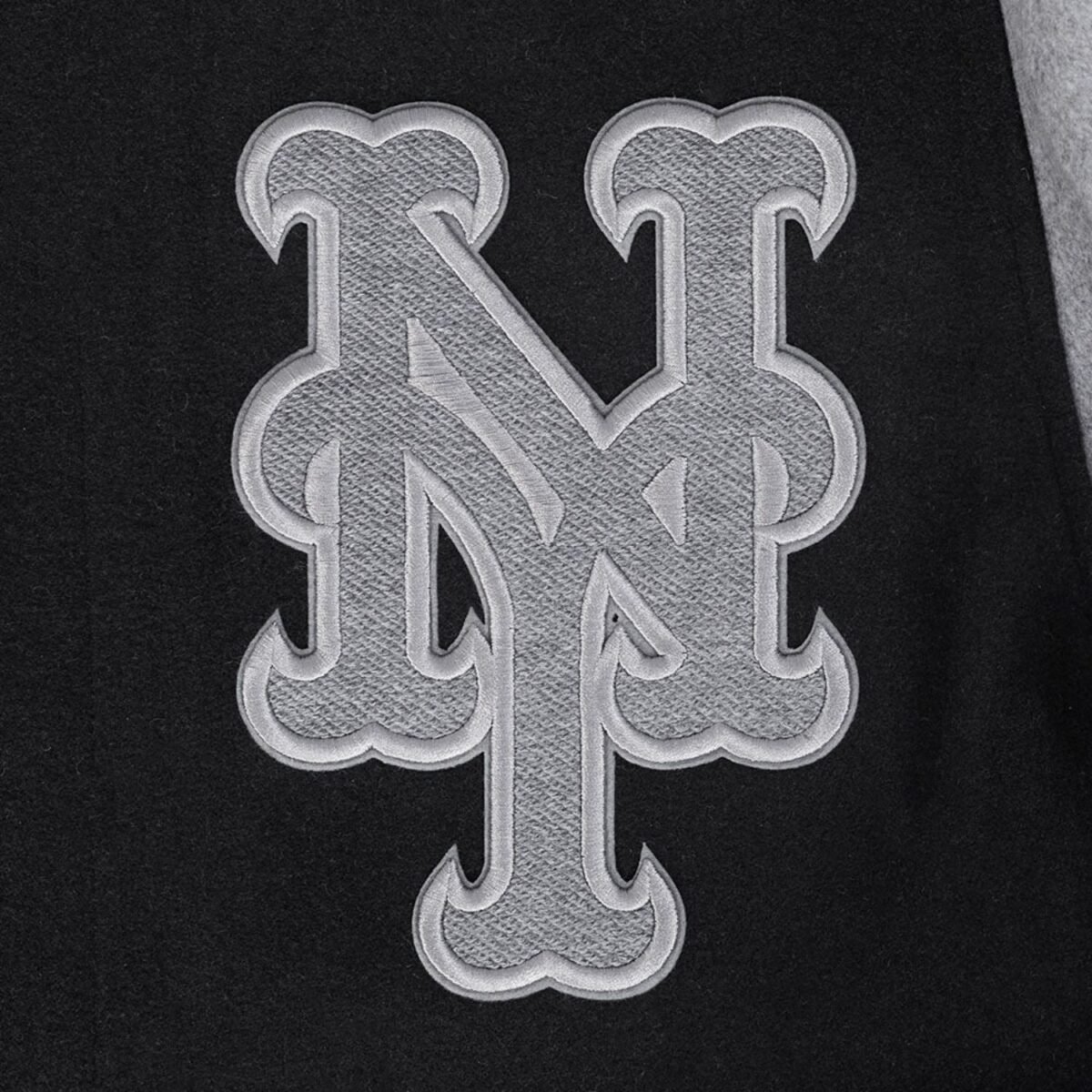 MLB New York Mets Reverse French Terry Men's Color Block Wool Varsity Jacket