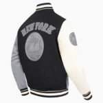 MLB New York Mets Reverse French Terry Men's Color Block Wool Varsity Jacket