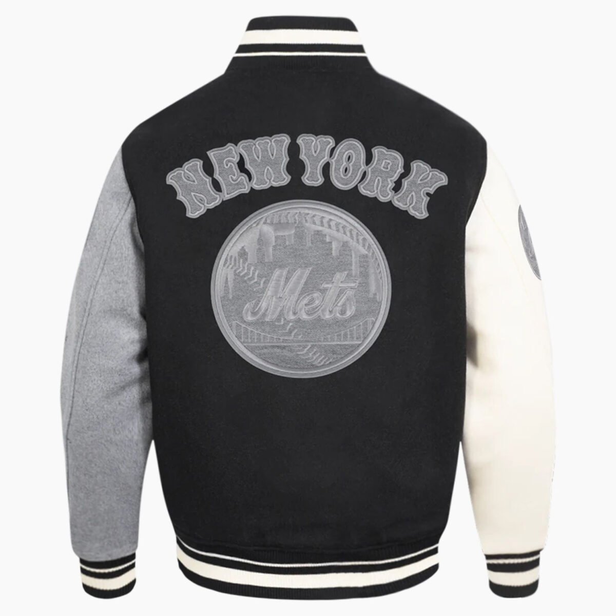 MLB New York Mets Reverse French Terry Men's Color Block Wool Varsity Jacket